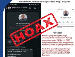 Pemkab Bojonegoro Imbau Warga Waspada Akun WhatsApp Palsu Mengatasnakan Kadin PU-SDA